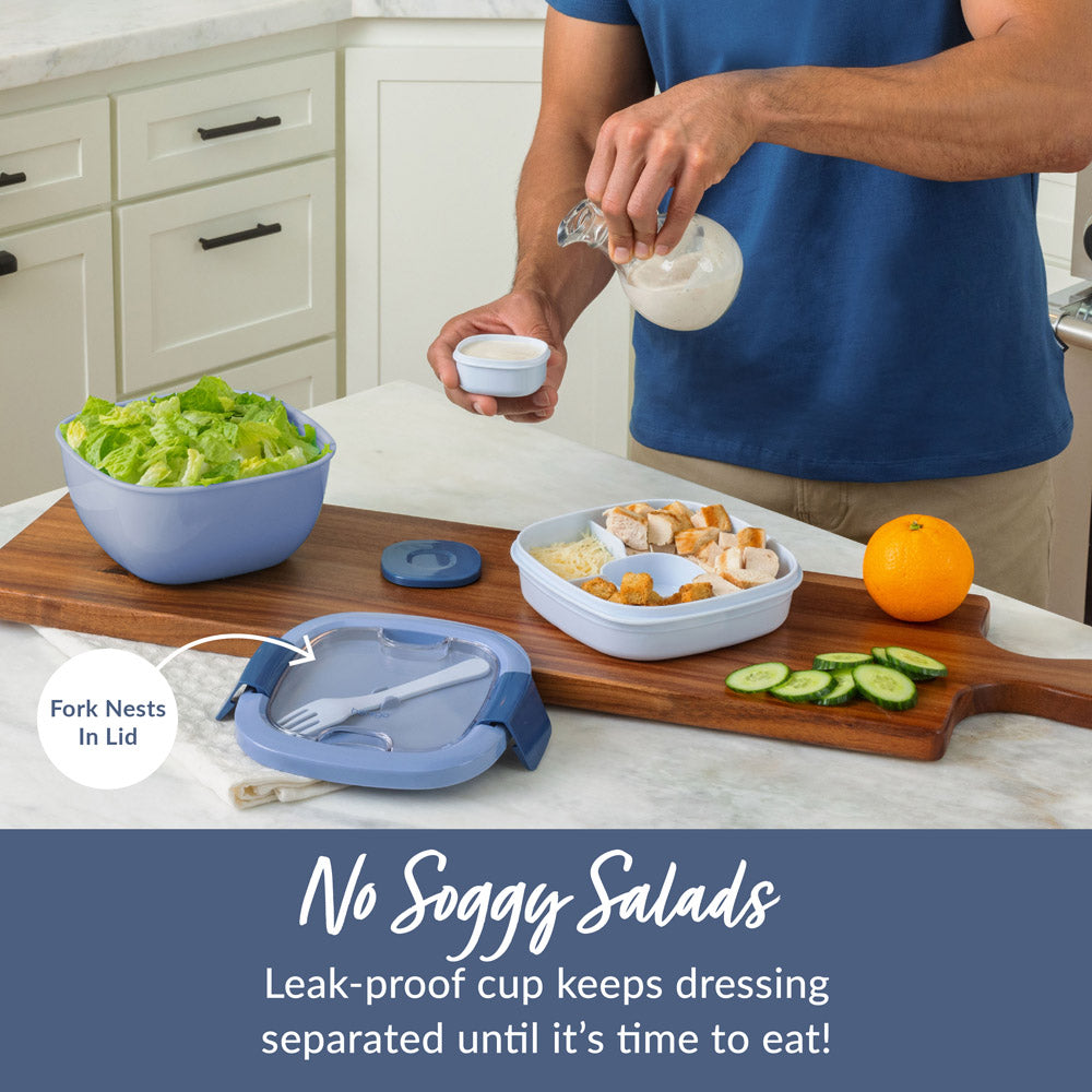 Bentgo® Salad Container (2-Pack)  - Slate | No Soggy Salads - Leak-Proof Cup Keeps Dressing Separated Until It’s Time To Eat!