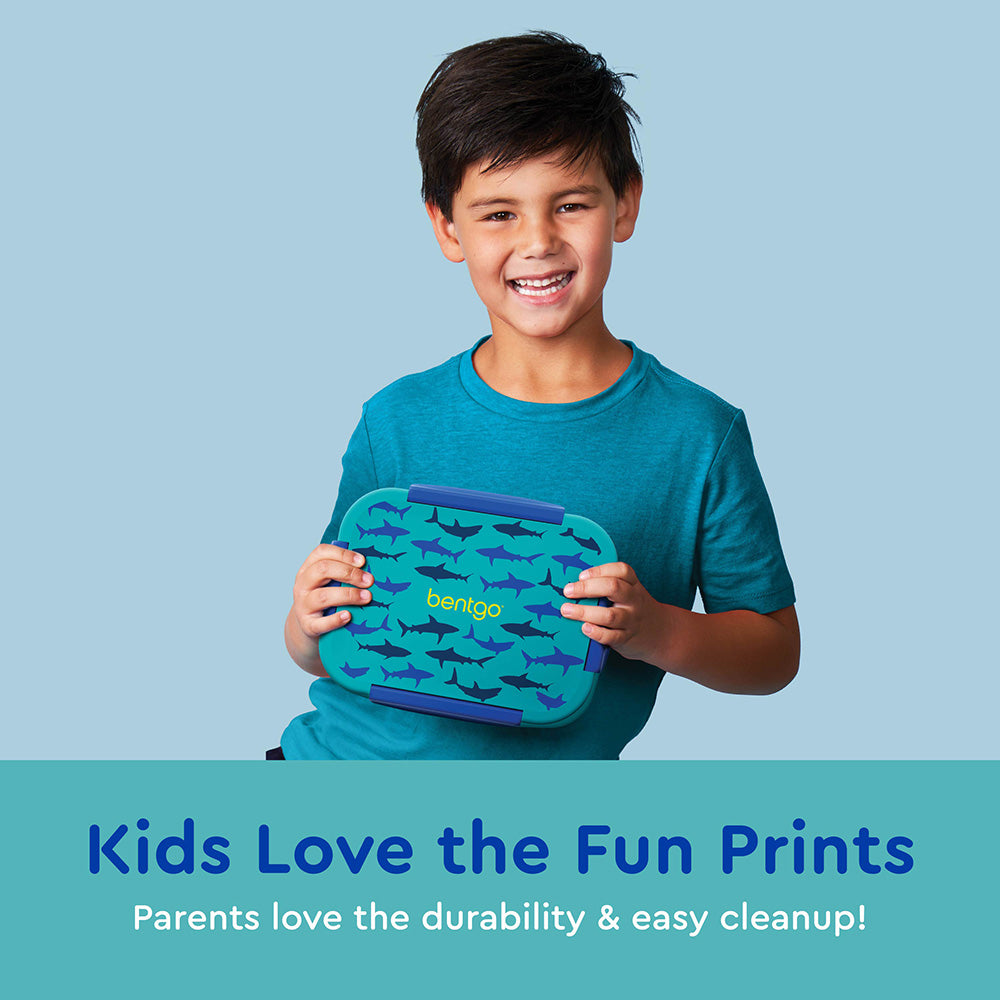 Bentgo® Kids Snap & Go 2-Piece Lunch Set  - Sharks | Kids Love The Fun Prints - Parents Love The Durability & Easy Cleanup!