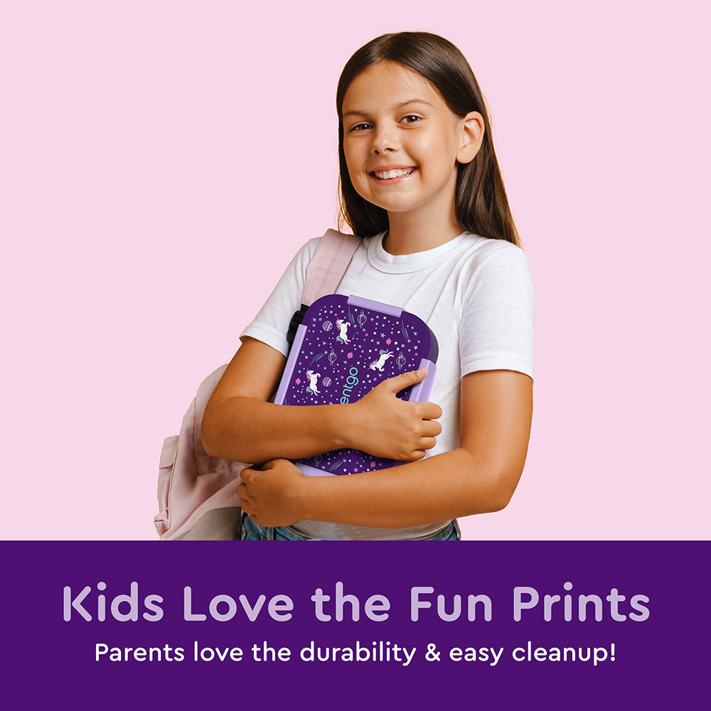 Bentgo® Kids Snap & Go 2-Piece Lunch Set  - Unicorn | Kids Love The Fun Prints - Parents Love The Durability & Easy Cleanup!