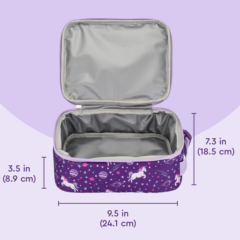 Bentgo® Kids Snap & Go Lunch Box, Insulated Lunch Tote, & Ice Packs - Unicorn | Insulated Lunch Tote Dimensions