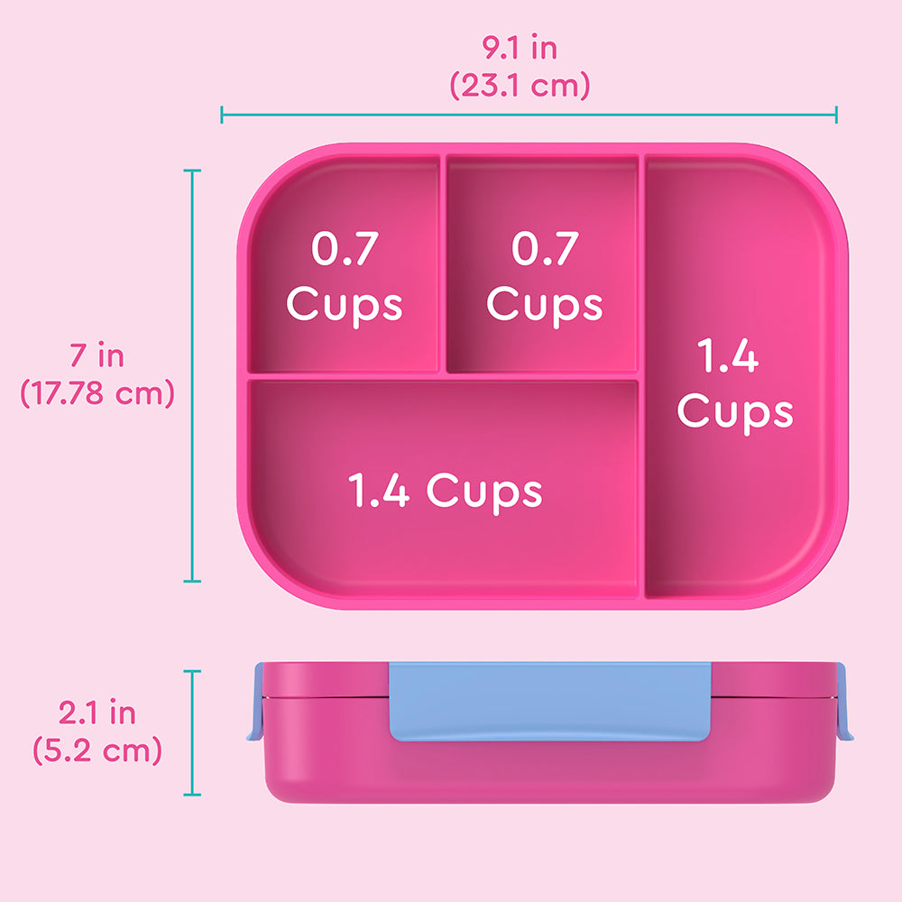 Bentgo® Kids Snap & Go Lunch Box | Rainbows & Butterflies - Product Dimensions