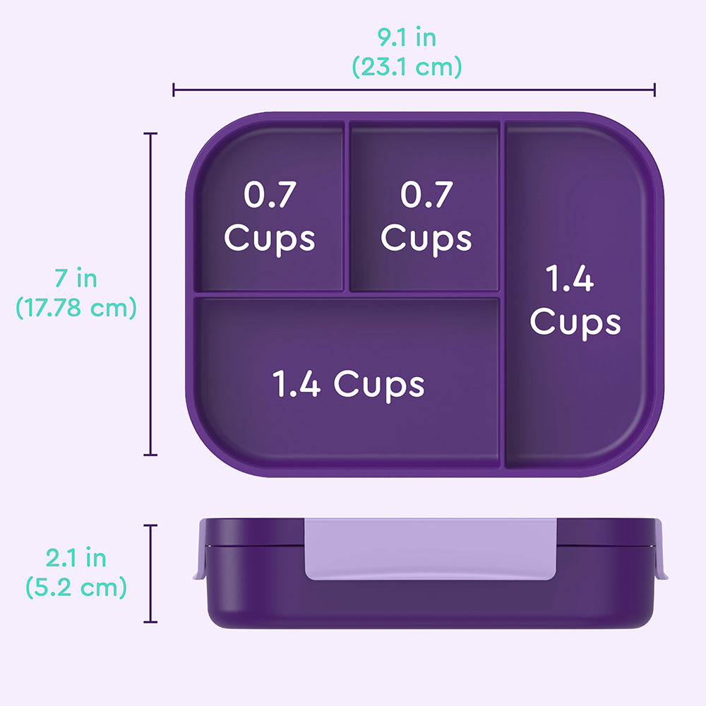 Bentgo® Kids Snap & Go Lunch Box | Unicorn - Product Dimensions