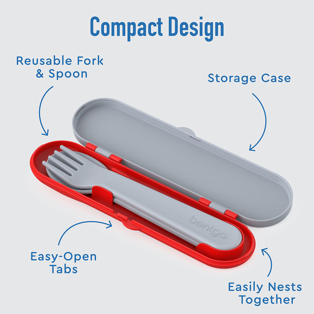 Bentgo® Kids Utensils Set | Trucks - Compact design with easy-open tabs