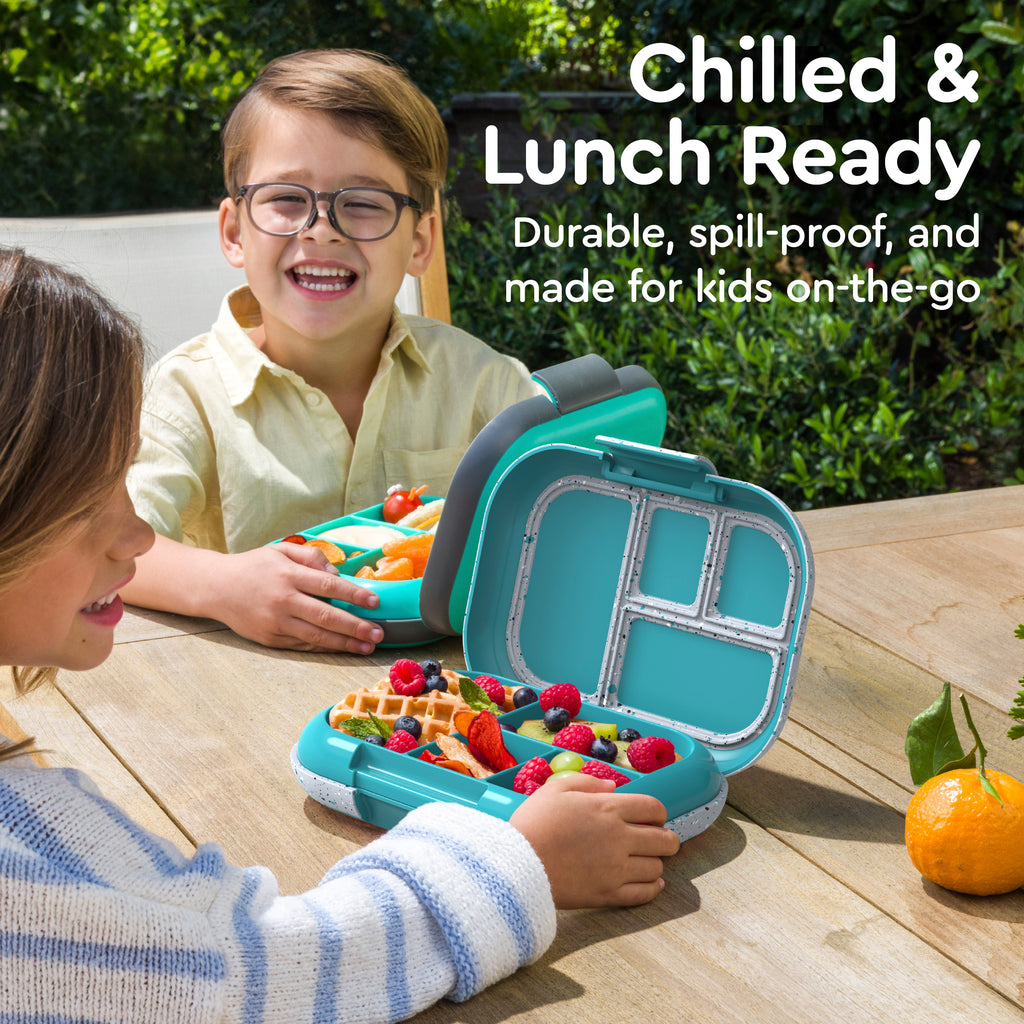 Bentgo Kids Chill Lunch Box & 2 Extra Trays with Lids - Truly Teal Speckle | Chilled & Lunch Ready - Durable, Spill-Proof, And Made For Kids On-The-Go