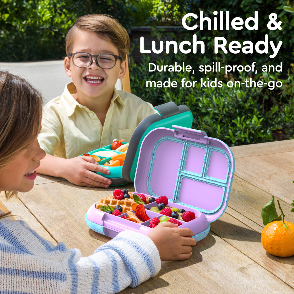 Bentgo Kids Chill Lunch Box & 2 Extra Trays with Lids - Vivid Orchid Speckle | Chilled & Lunch Ready - Durable, Spill-Proof, And Made For Kids On-The-Go