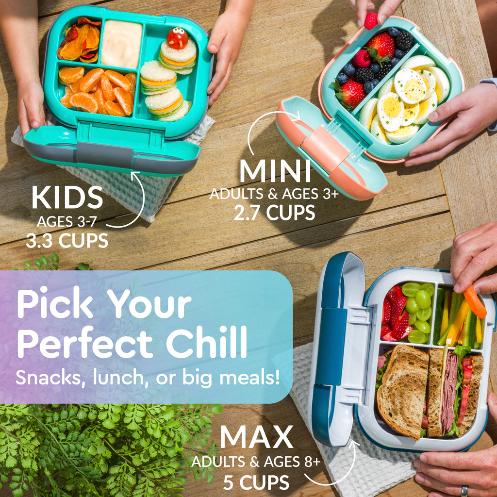 Bentgo Kids Chill Lunch Box & 2 Extra Trays with Lids - Vivid Orchid Speckle | Pick Your Perfect Chill - Snacks, Lunch, Or Big Meals