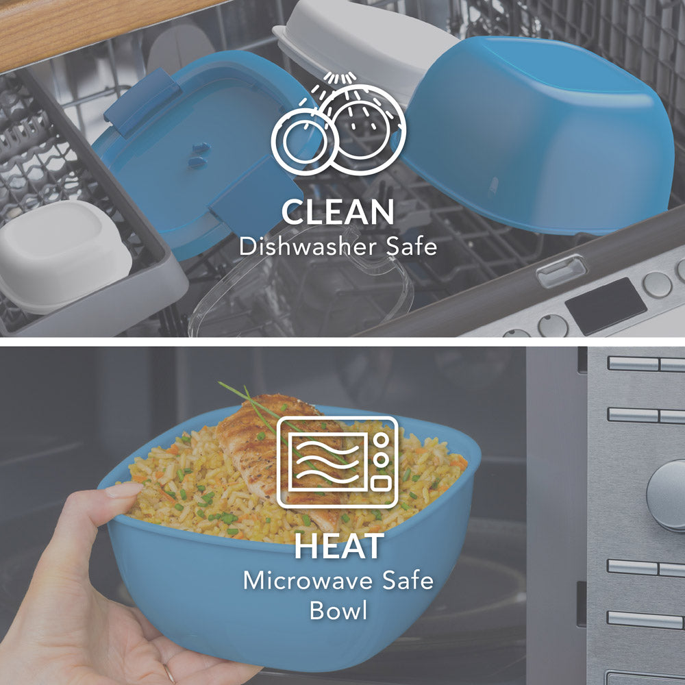 Bentgo® All-in-One Salad Container  - Blue | Dishwasher Safe and Microwave Safe