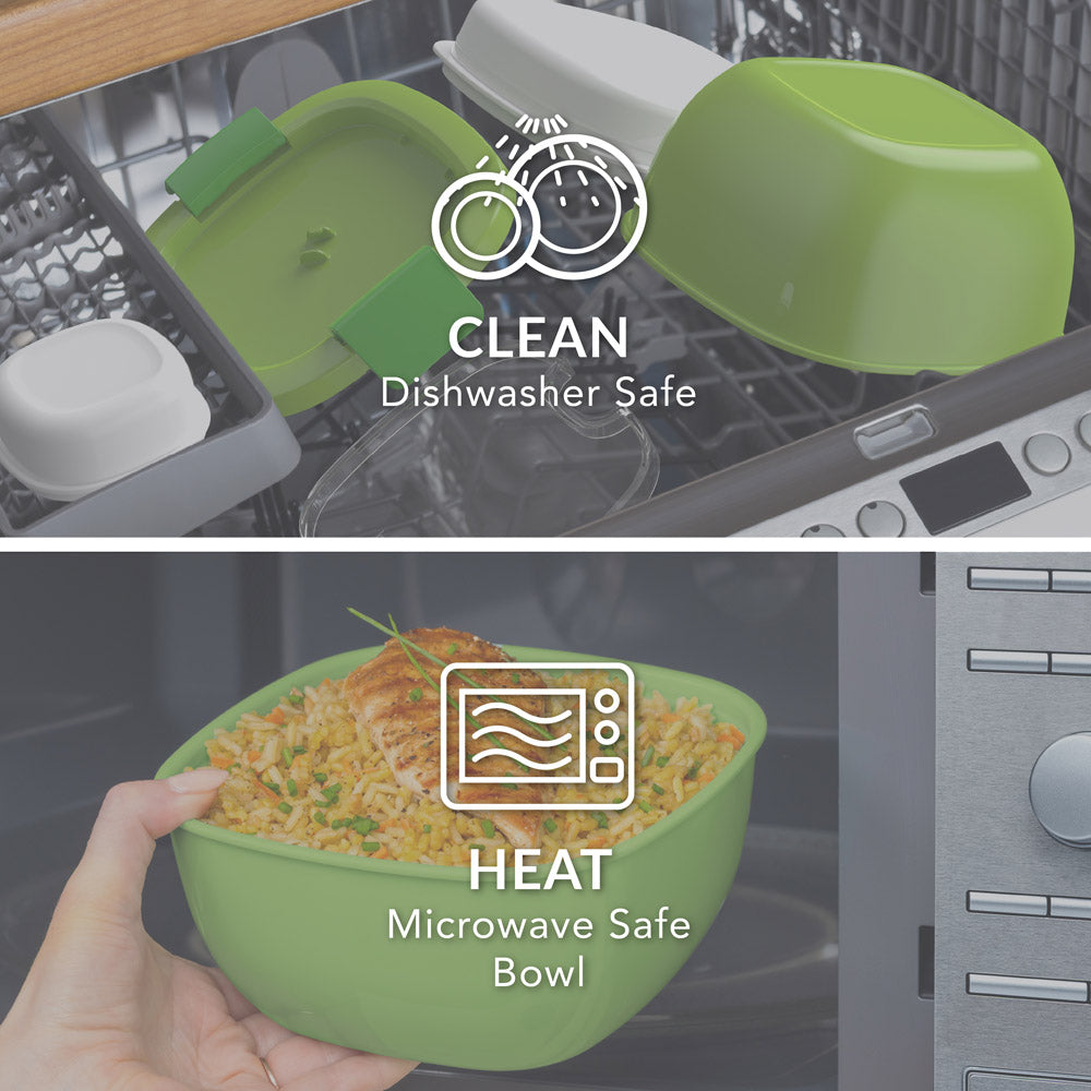 Bentgo® All-in-One Salad Container  - Green | Dishwasher Safe and Microwave Safe