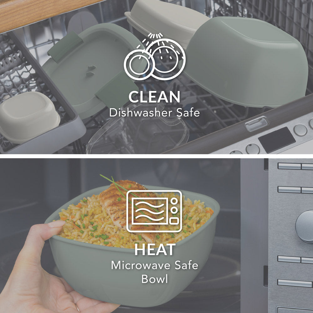 Bentgo® All-in-One Salad Container  - Khaki Green | Dishwasher Safe and Microwave Safe