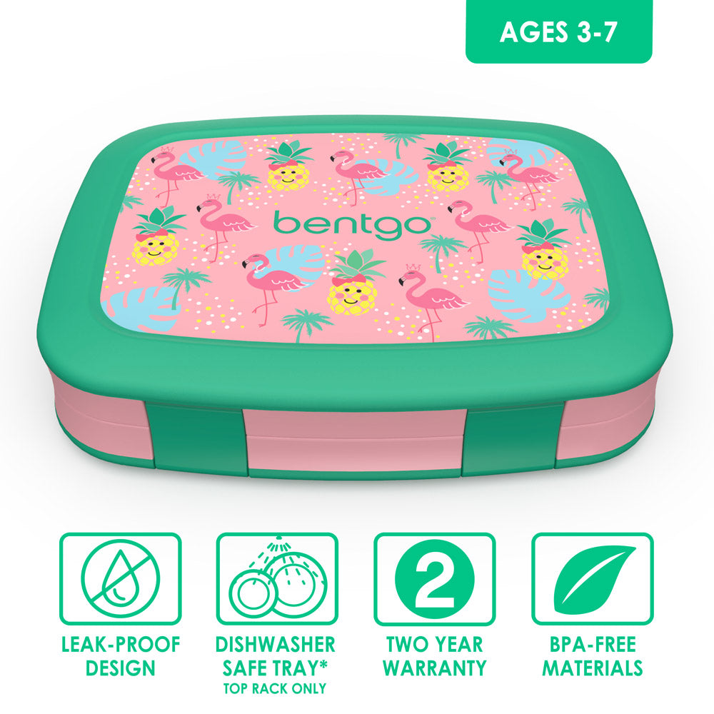 Bentgo Kids Prints Lunch Box, Lunch Bag, & Ice Packs - Tropical