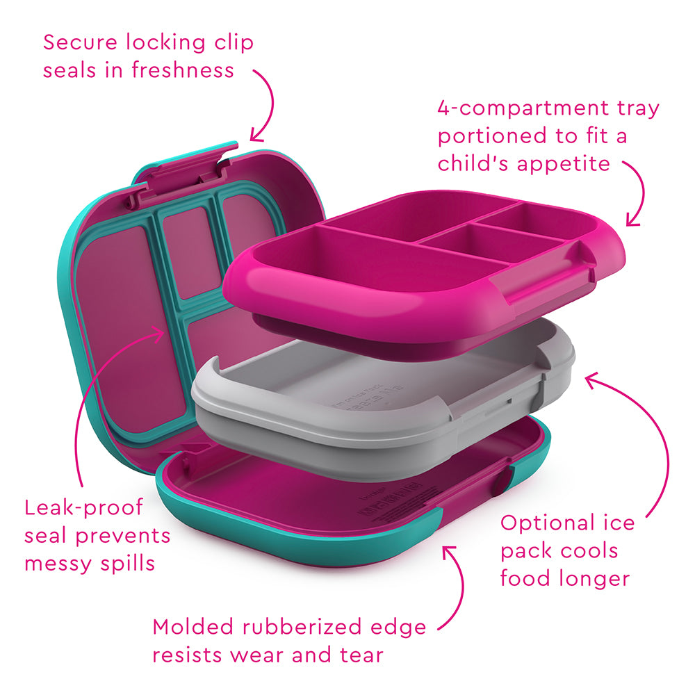 Bentgo Kids Chill Lunch & Snack Box - Fuchsia/Teal